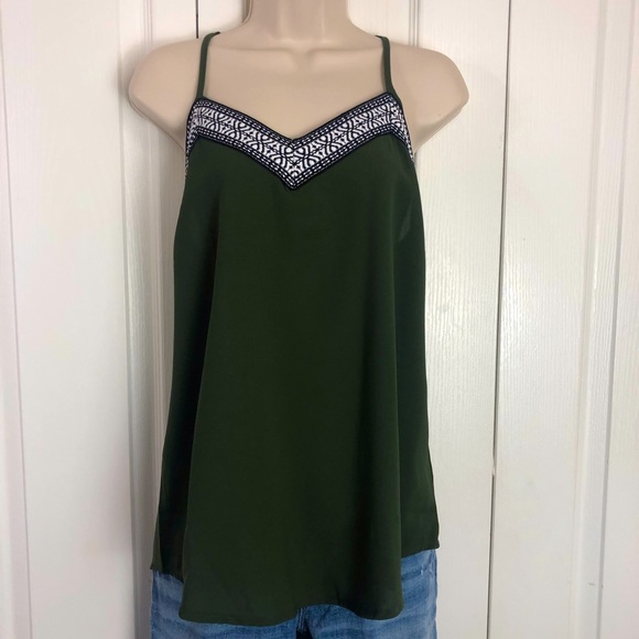 None Tops - NWOT olive green racer back tank top